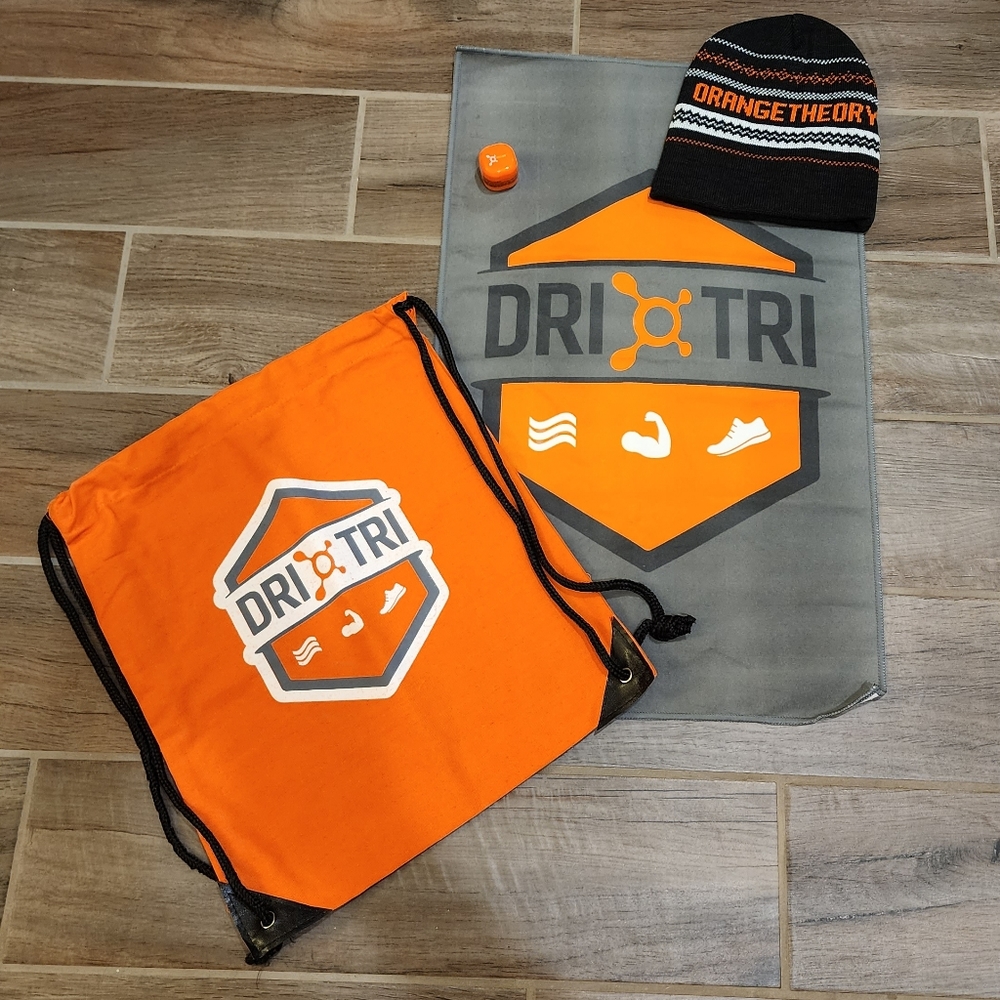 OrangeTheory Dri Tri Towel & Drawstring Bag, OrangeTheory Beanie & Chapstick